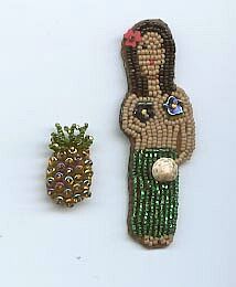 pineapple button & 
Hula Girl Button